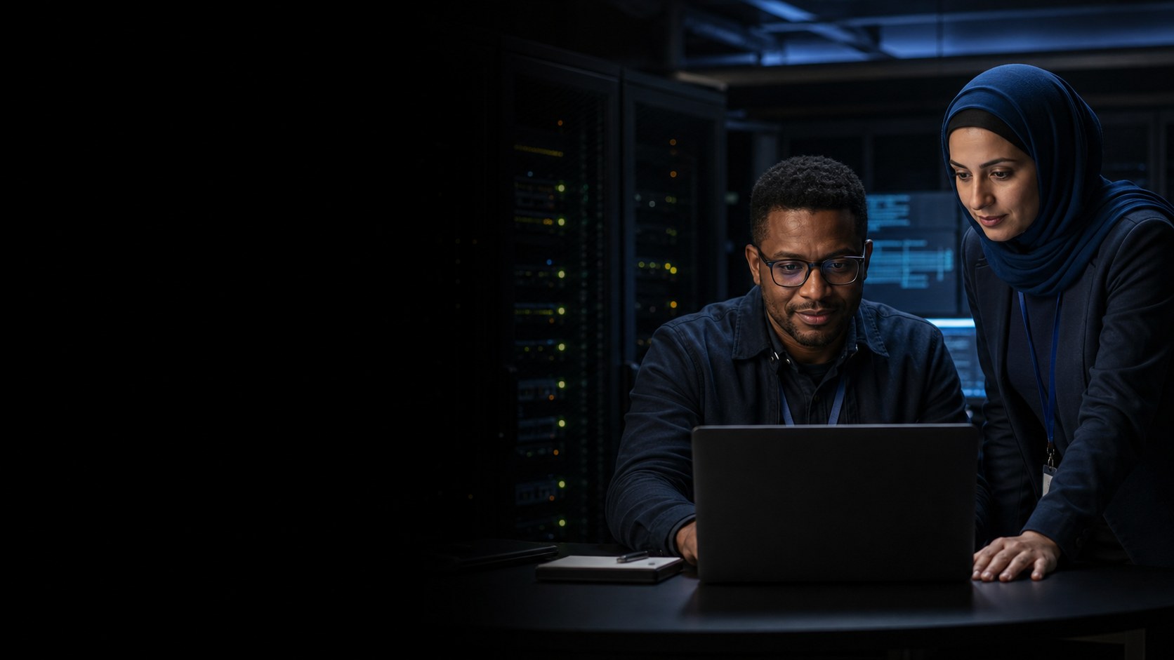 Database operations professionals reviewing a secure automated backup